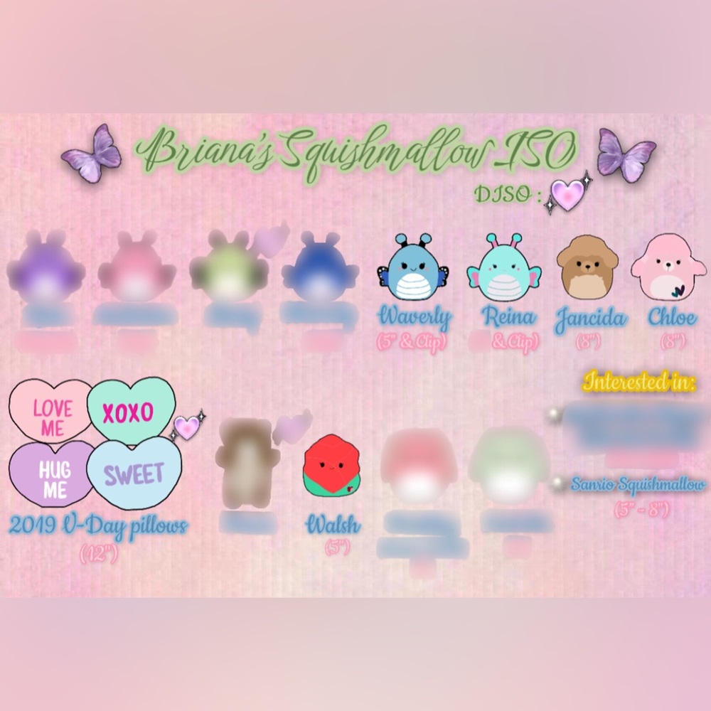 Squishmallow ISO list
